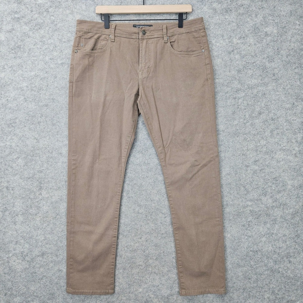 Liverpool Modern Straight Pants Men's Brown Jeans 36x32 Stretch Twill Denim